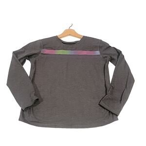 Athleta Girl Gray Top Size XL 14 Thumb Holes Long Sleeve Crew Neck